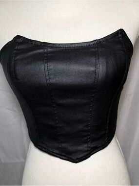 Edikted Black Strapless Bustier Button Corset Top